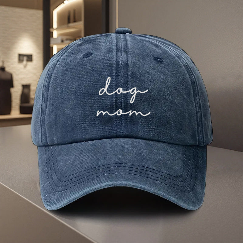 1pc, Adjustable Baseball Cap with "Dog Mom" Print, Made of Lightweight Polyester with Printed Design. Suitable for Outdoor Sports and Camping Enthusiasts, a Popular Couple's Hat, Golf Hat, Trucker Hat, Stylish Baseball Cap, Sun Hat, Casual Hat