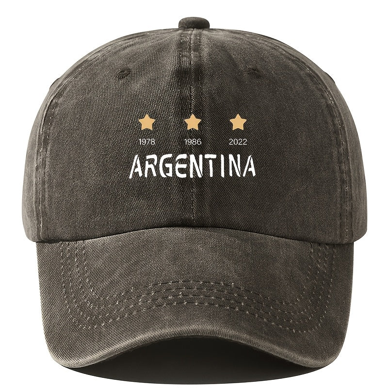 Men's Argentina National Soccer & Baseball Cap - Vintage 1978 1986 2022 Cup Embellished Hat with 3 Stars & Argentina Emblem, Adjustable Curved Brim for Outdoor Games, Fan Apparel (Duckbill Hat)