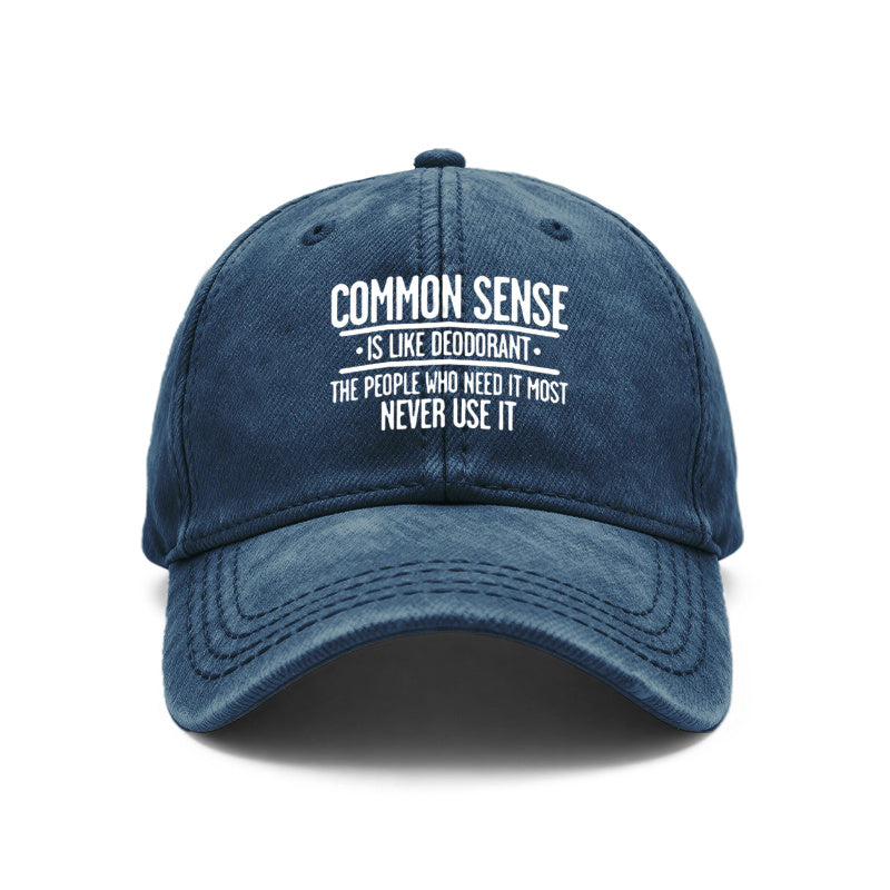 1pc Retro Style Unisex Baseball Caps, Slogan Print: Common Sense Is Like Deodorant, Adjustable Fit, Ideal for Outdoor Activities And Casual Outfits, Perfect Gifts for Both Men And Women, Friends