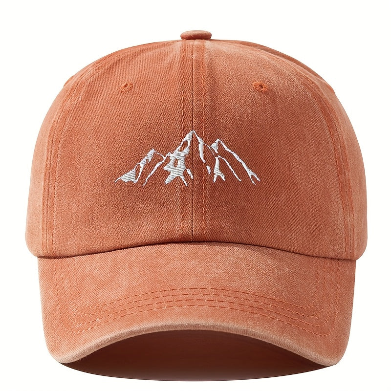 Mountain Peak Embroidery Baseball Cap Vintage Washed Baseball Cap Men'S Fishing Hat Hip-Hop Curved Brim Trucker Hat Men Women Hip-Hop Fashion Embroidered Baseball Cap