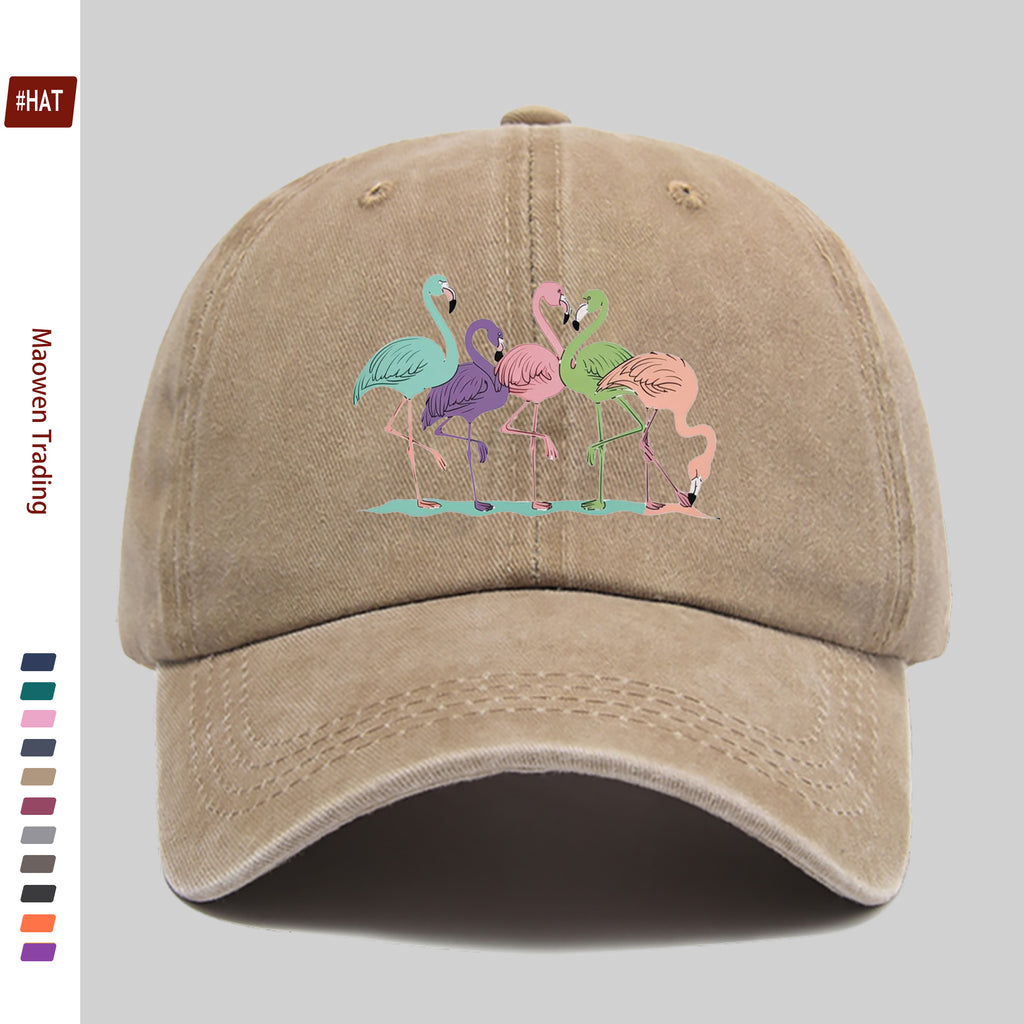 1 Colorful Flamingo Print Baseball Cap, a Travel and Leisure Style Sun Hat, Comfortable and Lightweight, Available in Multiple Colors, a Pet Hat with an Adjustable Drawstring, an American Street-style Skateboard Cap, Vintage Accessory, an Exquisite