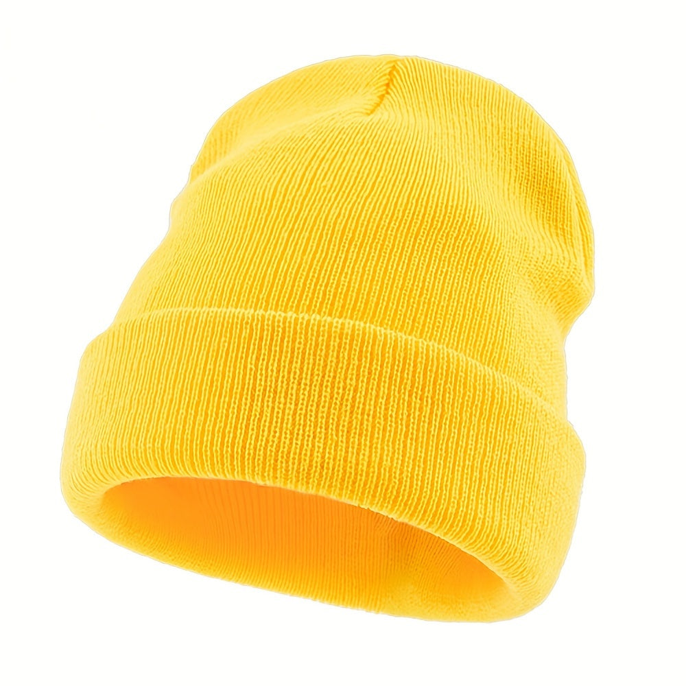 Outdoor Knit Hat Men'S Solid Color Winter Warm Elastic Large Premium Knit Hat Men Women Warm Cold-Proof Cap Easy