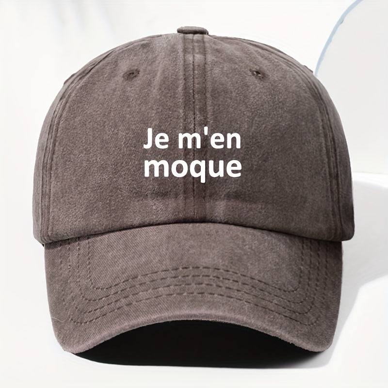 Men' & Women' Vintage French "Je M'en Moque" Trucker Hat - Adjustable Washed Soft-Top Baseball Cap Suitable for Outdoor, Fishing, Sports, Casual Wear - Unisex Suitable for Driving, Vacation, and Daily Activities
