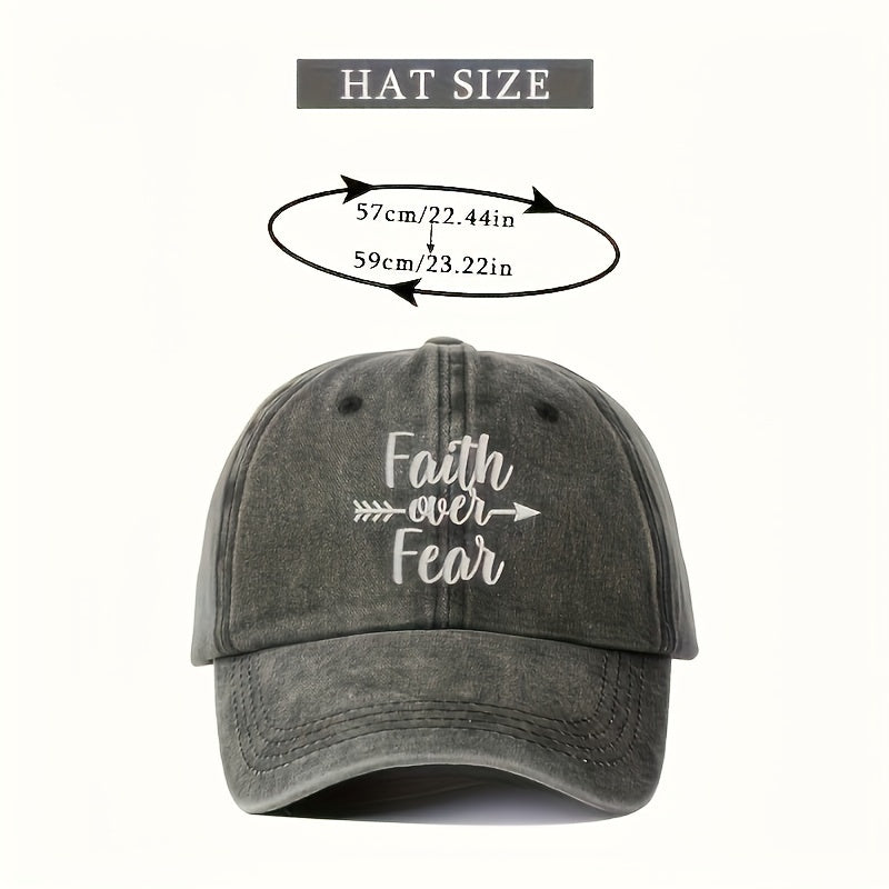1 FAITHOVERFEAR (Rebranded as coolcheer) Adjustable Snapback Baseball Cap - Unisex Lightweight Breathable Trucker Hat with Curved Brim, Metal Buckle Closure, All-Season White Washed Look for Men & Women, Golf, Casual (Hand Washable) -