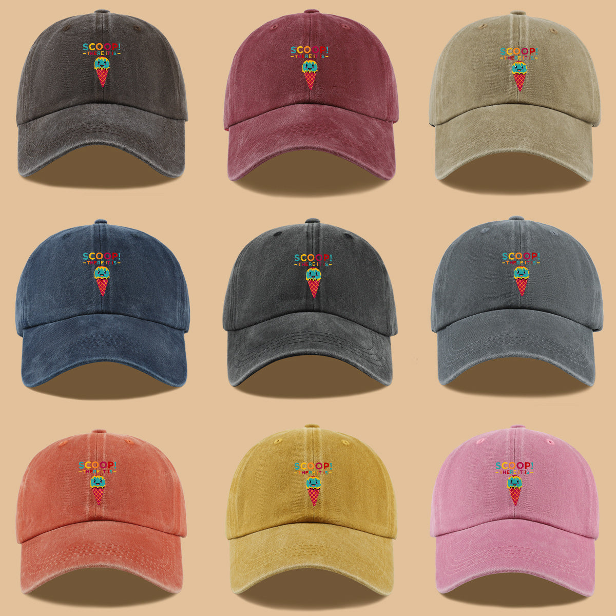 1pc 1pcs Fun Ice Cream Print Baseball Cap with Scoop! There It Is! - Adjustable Unisex Breathable Sun Hat Suitable for &, Summer Outdoor Parties, Picnic, Travel, Casual Wear - Cute, Amusement Parks