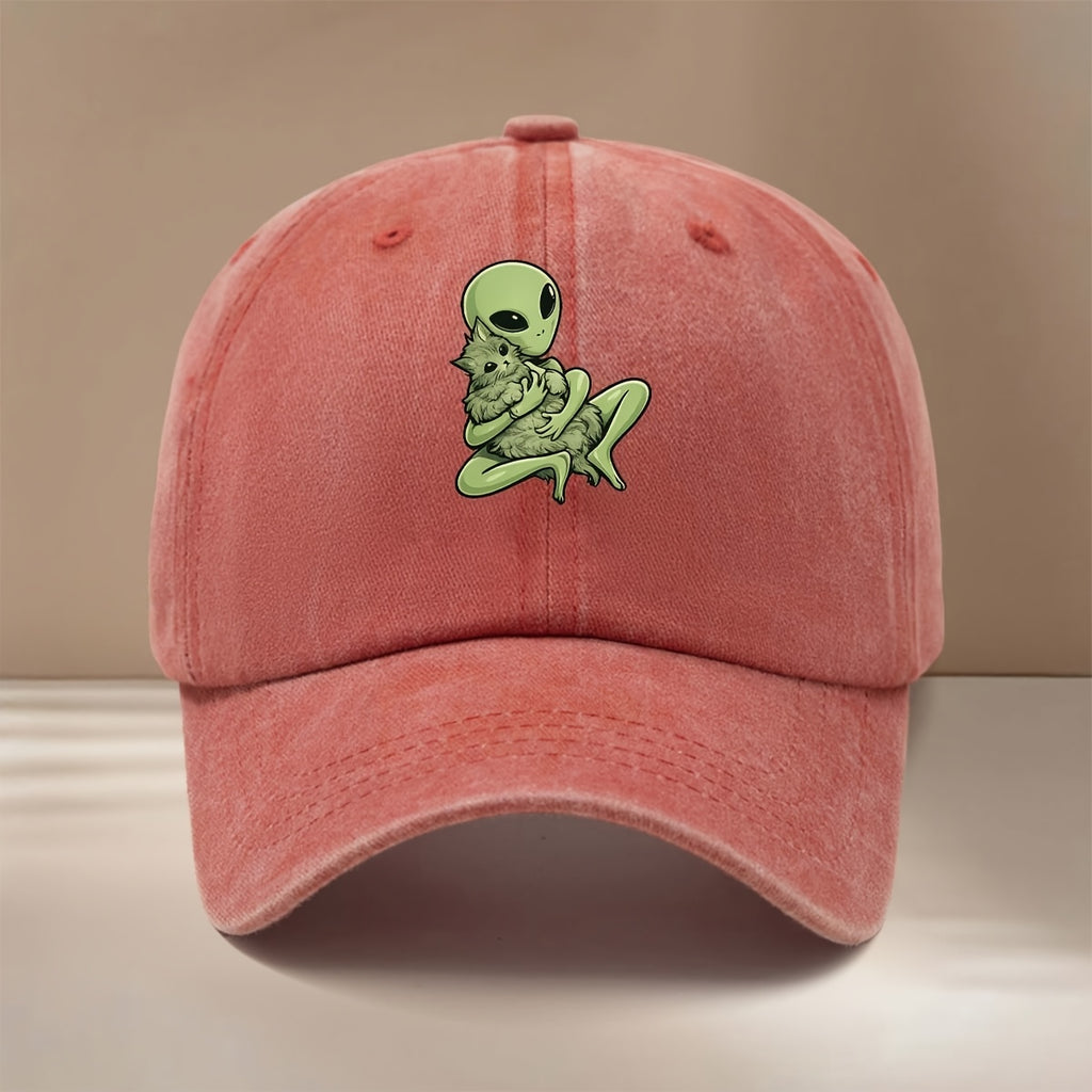 Alien Kitten Pattern Baseball Cap Comfortable Curved Brim Unisex Dad Hat Easy Hip-Hop Hat Fashion Outdoor Casual Hat All-Season Trucker Cap