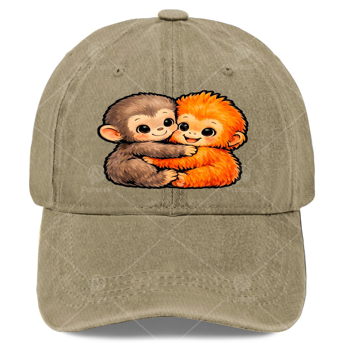 Monkey Punchs Plush Hugging Baseball - Retro Full-Body Print Suitable for Christmas, Games & 4th of, Unisex Washed Hat with Monkey, Lightweight for Independence Day Events (Hand Washable)