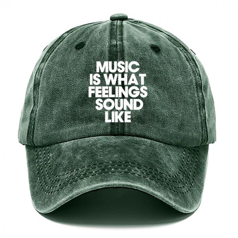 1 Music Print Cap, Women's Outdoor Style Hat, Men's Beach Hat, Washed Baseball Cap, Breathable Washed Cap, Adjustable DAD Cap, Suitable for Outdoor Activities and Parties, for Personal Use or as a Birthday Gift