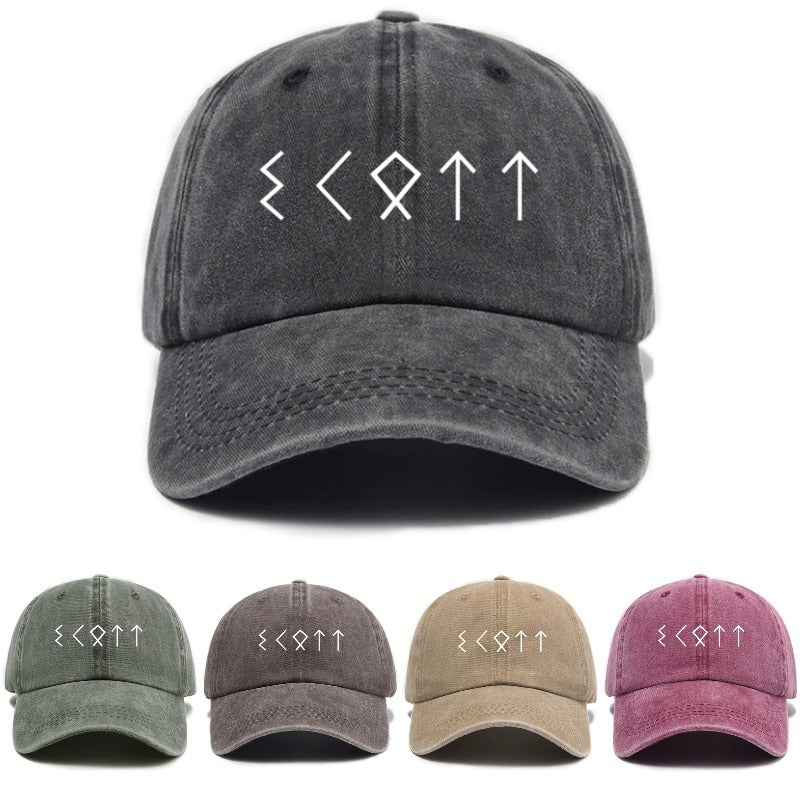 Washed Distressed Printed Baseball Cap Adult Trendy Easy Style Printed Distressed Hip-Hop Soft Top Baseball Cap Unisex Fashion Cap