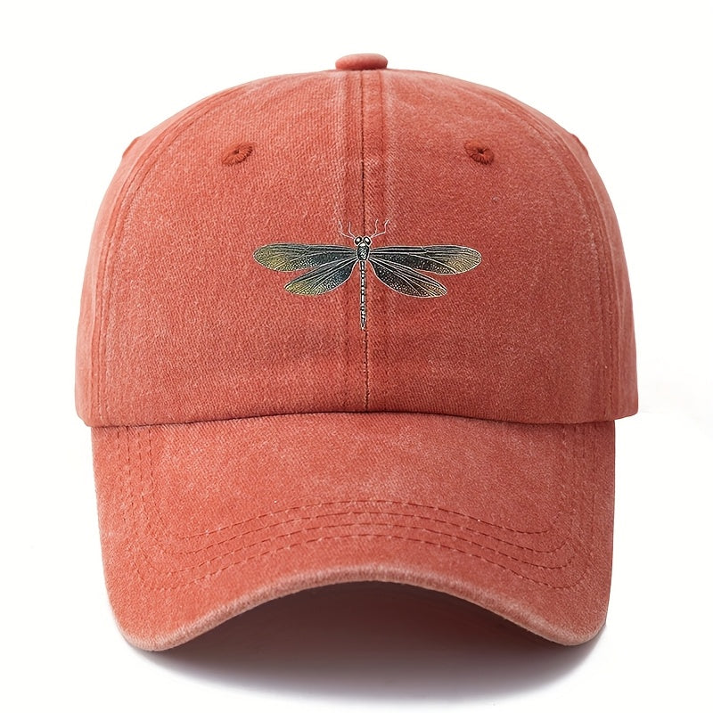 A Unisex Fashionable Baseball Cap with a Printed Dragonfly Pattern, a Trendy Curved-brim Hat for Outdoor Activities and Sun, an Adjustable-size Outdoor Vacation, Travel, Camping, and Leisure Snapback Cap, and a Preferred Gift Baseball Cap