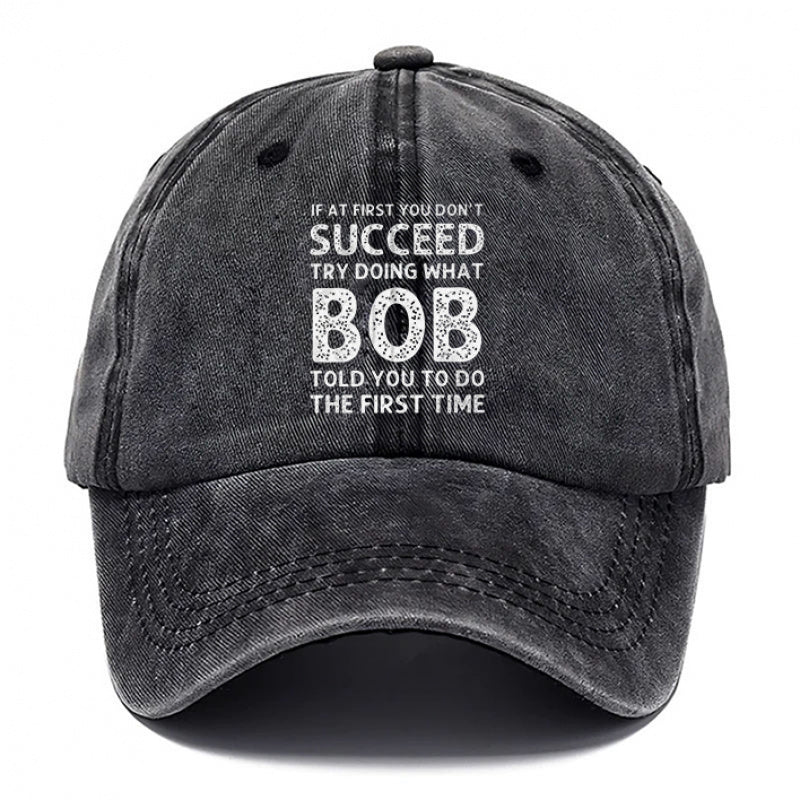 1 Bob Print Cap, Women's Hat, Men's Beach Hat, Washed Baseball Cap, Breathable Washed Cap, Adjustable DAD Cap, Suitable for Outdoor Activities and Parties, for Personal Use or as a Birthday Gift
