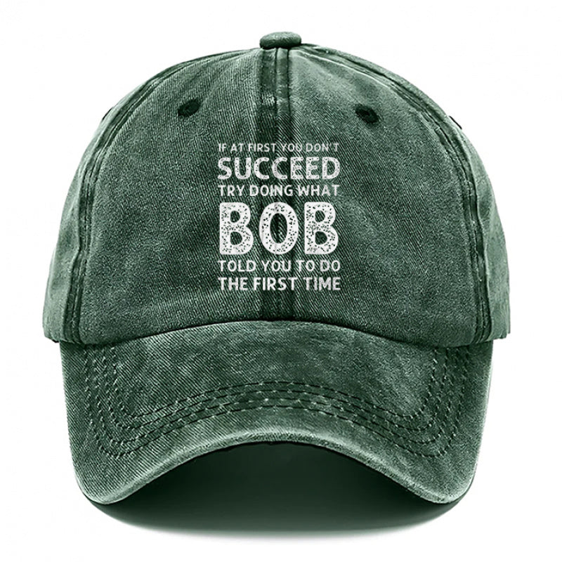 1 Bob Print Cap, Women's Hat, Men's Beach Hat, Washed Baseball Cap, Breathable Washed Cap, Adjustable DAD Cap, Suitable for Outdoor Activities and Parties, for Personal Use or as a Birthday Gift