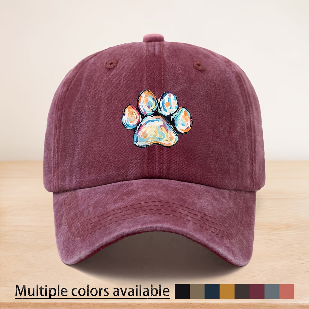 Vintage Duckbill Trucker Cap with Paw Print - Adjustable Baseball Hat Suitable for All- Outdoor, Machine Washable Curved Brim, Unisex for Men & Women, Suitable for Sports, Camping, Dog Walking, Commuting, and Pet-Themed Events