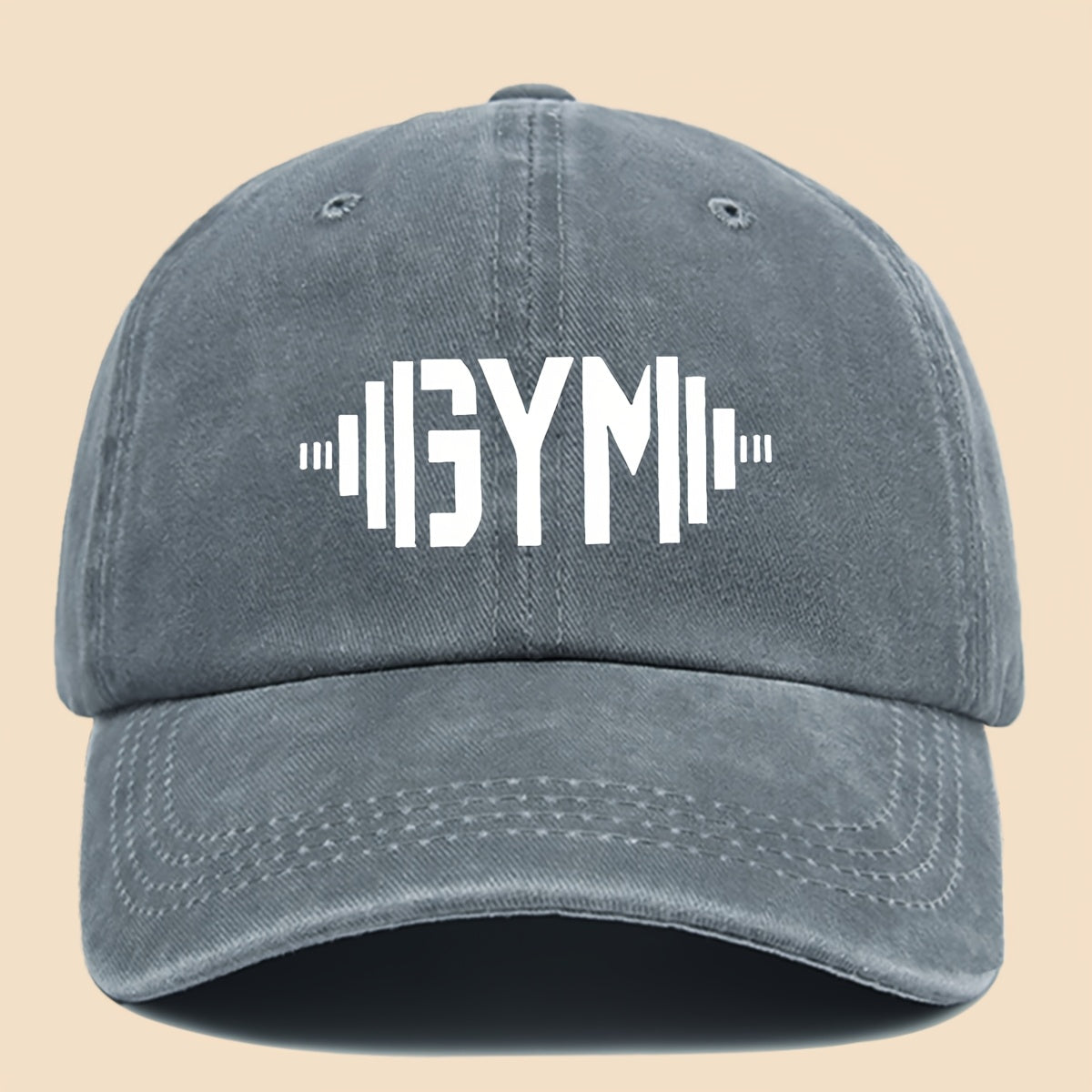 1 GymFlex Pro Breathable Baseball Cap with GYM Print and Dumbbell Design - Washed Fitness Cap, Suitable for Men, Women, and Teens - Ideal Accessory for Gym, Outdoor Activities, Camping, Cycling, and Skateboarding - Vibrant Lifestyle Hat