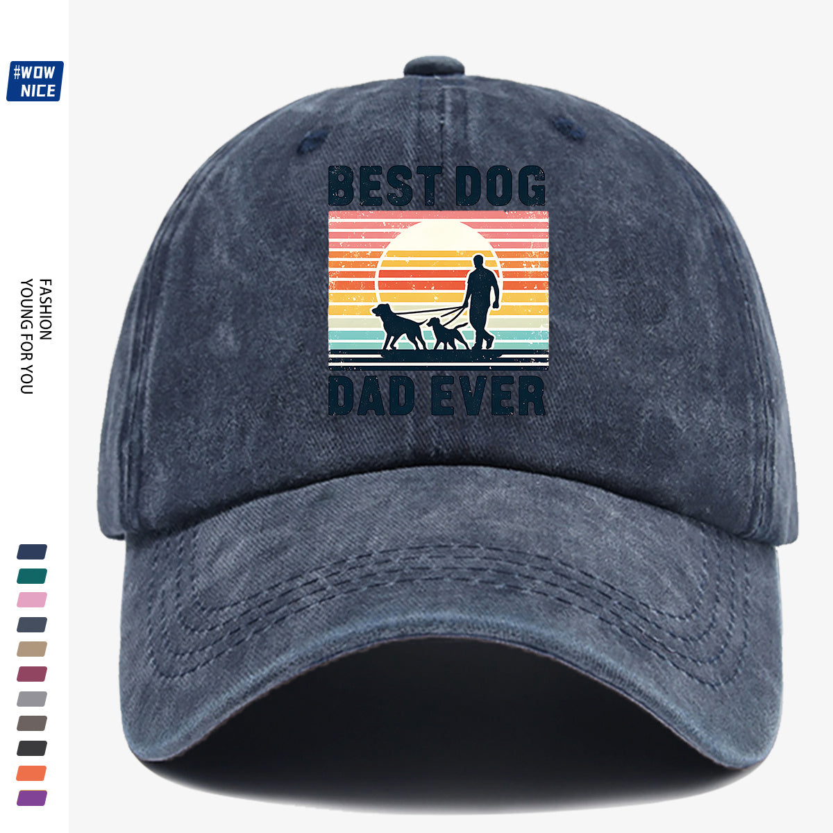 1pc "Best Dog Dad Ever" Vintage Trucker Hat - Adjustable Unisex Baseball Cap Suitable for Outdoor, Dog Walking, Picnics & Sports, Breathable Dad Hat Gift for Fathers Day, Birthdays, for Dog Lovers with Sunset Print (for Men & Women)