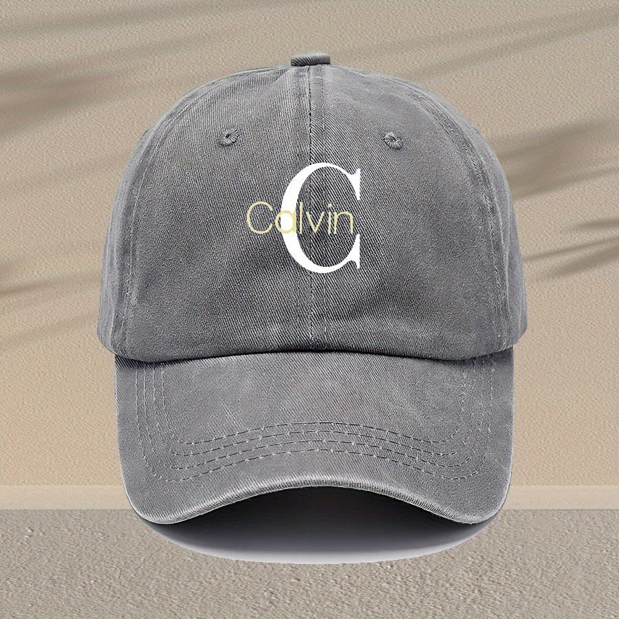 Unisex Vintage Washed Baseball Cap - Adjustable Breathable Dad Hat with Distressed 'C' Logo, Lightweight 100% Viscose Rayon, Multi-Color Options for Outdoor & Casual Wear, Retro Style, Adjustable Fit