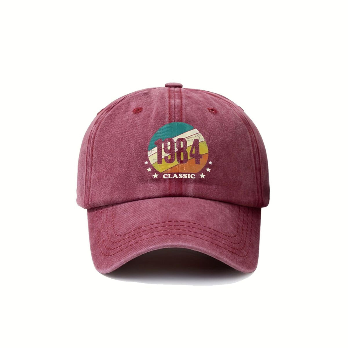 1984 Classic-Inspired, '1984 Classic' Text Color Design Vintage Washed Distressed Duckbill Cap Unisex Outdoor Baseball Cap Adjustable Washed Vintage Style Lightweight Breathable Golf Cap