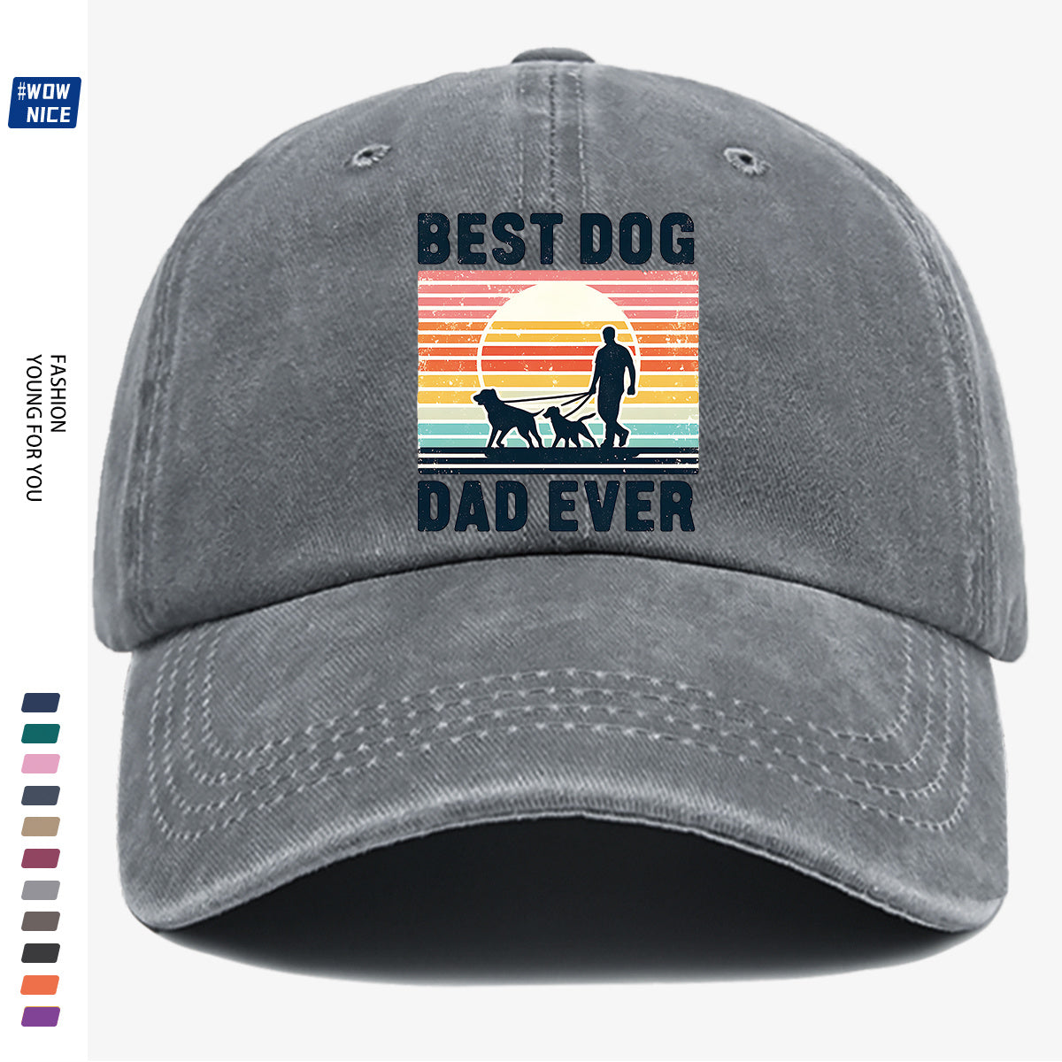 1pc "Best Dog Dad Ever" Vintage Trucker Hat - Adjustable Unisex Baseball Cap Suitable for Outdoor, Dog Walking, Picnics & Sports, Breathable Dad Hat Gift for Fathers Day, Birthdays, for Dog Lovers with Sunset Print (for Men & Women)