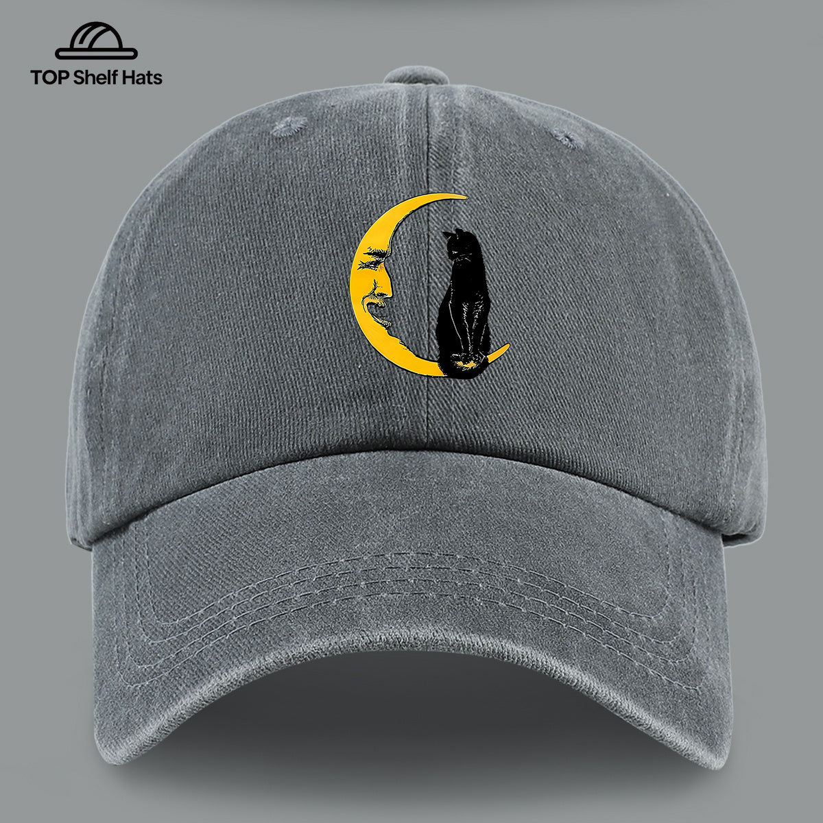 1pc Moon Cat Print Baseball Cap, Creative Illustration Sun Hat, Lightweight Comfortable Breathable Adjustable Size, Black PAPA Truck Driver Retro Dad Hat, Mom Beach Vacation Sun Hat, Youth Couple Outdoor Skate Hat