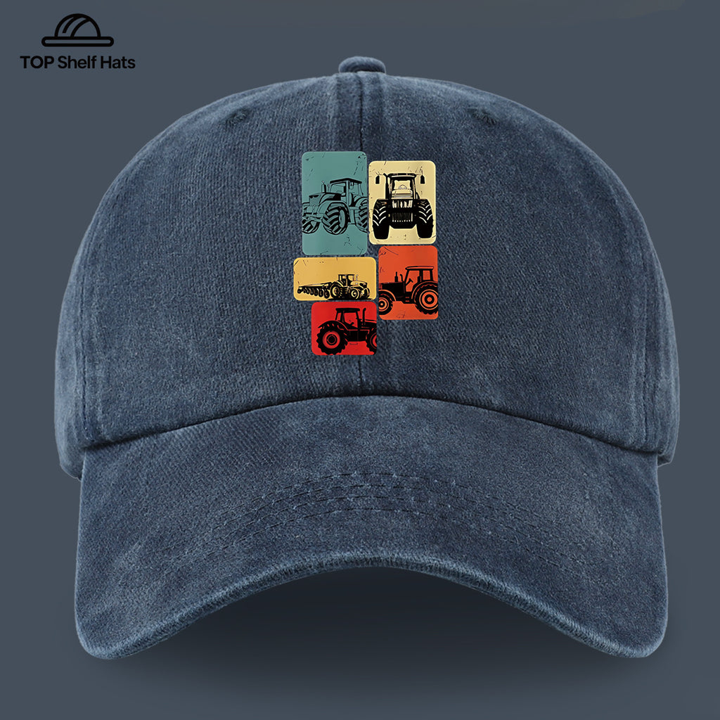 1pc 1pcs Vintage Tractor Print Baseball Cap - Adjustable Unisex & Suitable for Outdoor Sports, Fishing, Beach Vacations - Lightweight Breathable Retro Tractor Hat for Men & Women, Ideal, Easter, Daily Wear