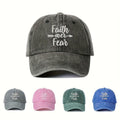 1 FAITHOVERFEAR (Rebranded as coolcheer) Adjustable Snapback Baseball Cap - Unisex Lightweight Breathable Trucker Hat with Curved Brim, Metal Buckle Closure, All-Season White Washed Look for Men & Women, Golf, Casual (Hand Washable) -
