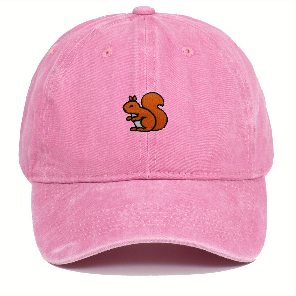 1 Adorable Squirrel Lightweight Baseball Hat - Stylish Trendy Urban Cap Retro Design Adjustable Baseball Hat Available in Various Colors Unisex Outdoor Sports Hat