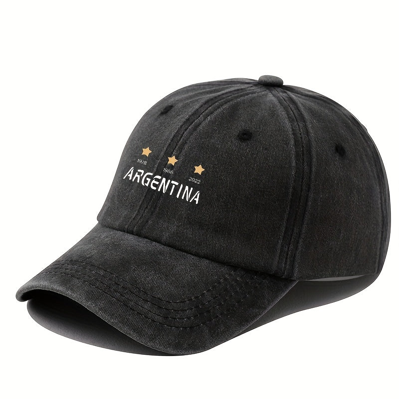Men's Argentina National Soccer & Baseball Cap - Vintage 1978 1986 2022 Cup Embellished Hat with 3 Stars & Argentina Emblem, Adjustable Curved Brim for Outdoor Games, Fan Apparel (Duckbill Hat)