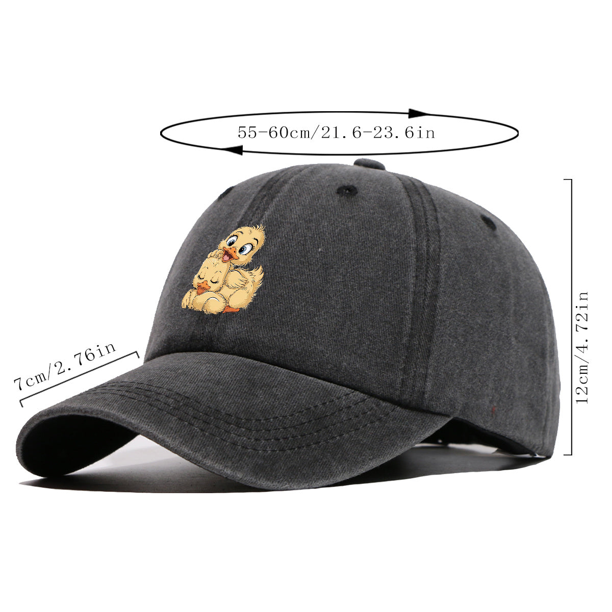 1pc Cute Little Yellow Duck Print Baseball Cap, Adorable Cartoon Duck Pattern Sun Hat, Fashion Casual Sunshade Hat, Unisex Adjustable Duckbill Cap, Soft Breathable Hat, Outing Hat, Versatile Hat, Best Friend Shopping Hat, Outdoor Picnic Play Hat