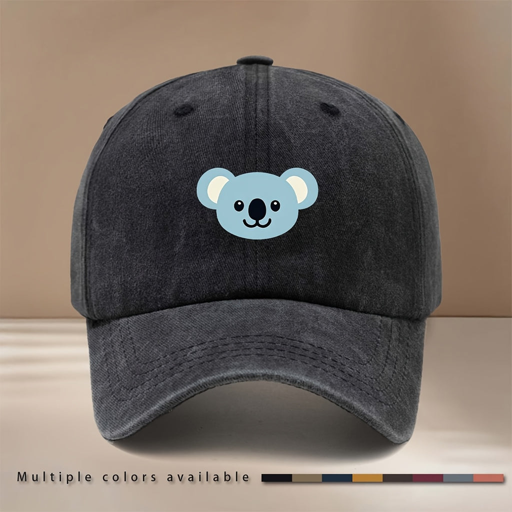This Is a Cartoon Koala Pattern Printed Baseball Cap, Fashionable Comfortable Adjustable Size 6-Panel Hat Unisex Lightweight Individual Style Duckbill Cap Outdoor Sports Dining Camping Matching Easy Trendy Curved Brim Hat Sports Event Cheerleading M
