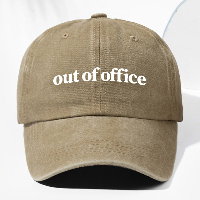 Unisex "Out of Office" Letter Print Washed Vintage Baseball Cap, Fashionable Sun Outdoor Hat for Men and Women, Adjustable Trucker Hat Suitable for All Seasons and Daily Wear