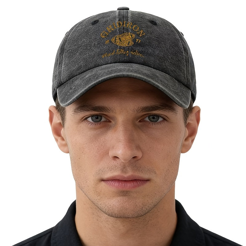 A Stylish And Versatile Unisex Printed GRIDIRON Baseball Cap, Featuring a Classic Retro Washed Design Suitable for Outdoor Activities. This Lightweight Curved-Brim Hat Is Perfect for Truck Drivers And Is Ideal for Casual Occasions Like Outdoor Vacat