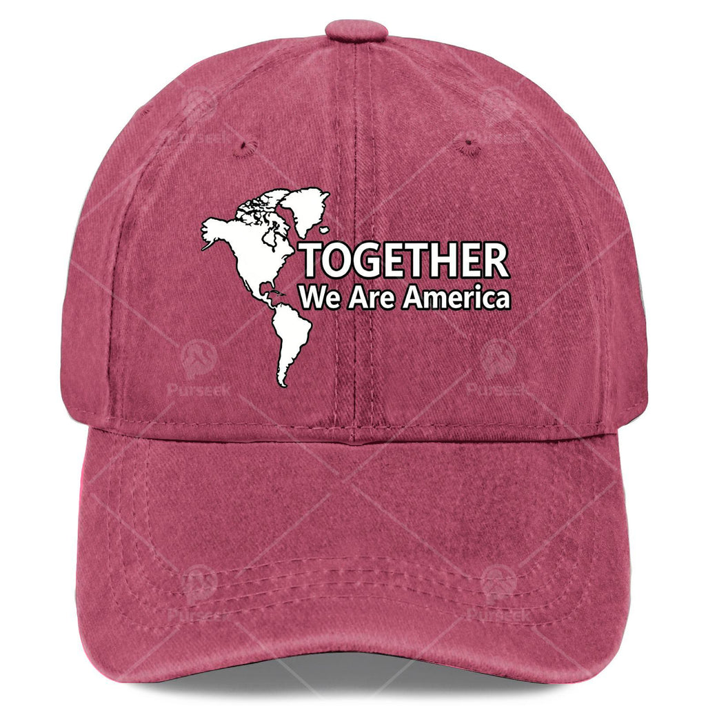Together We Are America Baseball Hat Unisex Classic Washed Distressed Cap