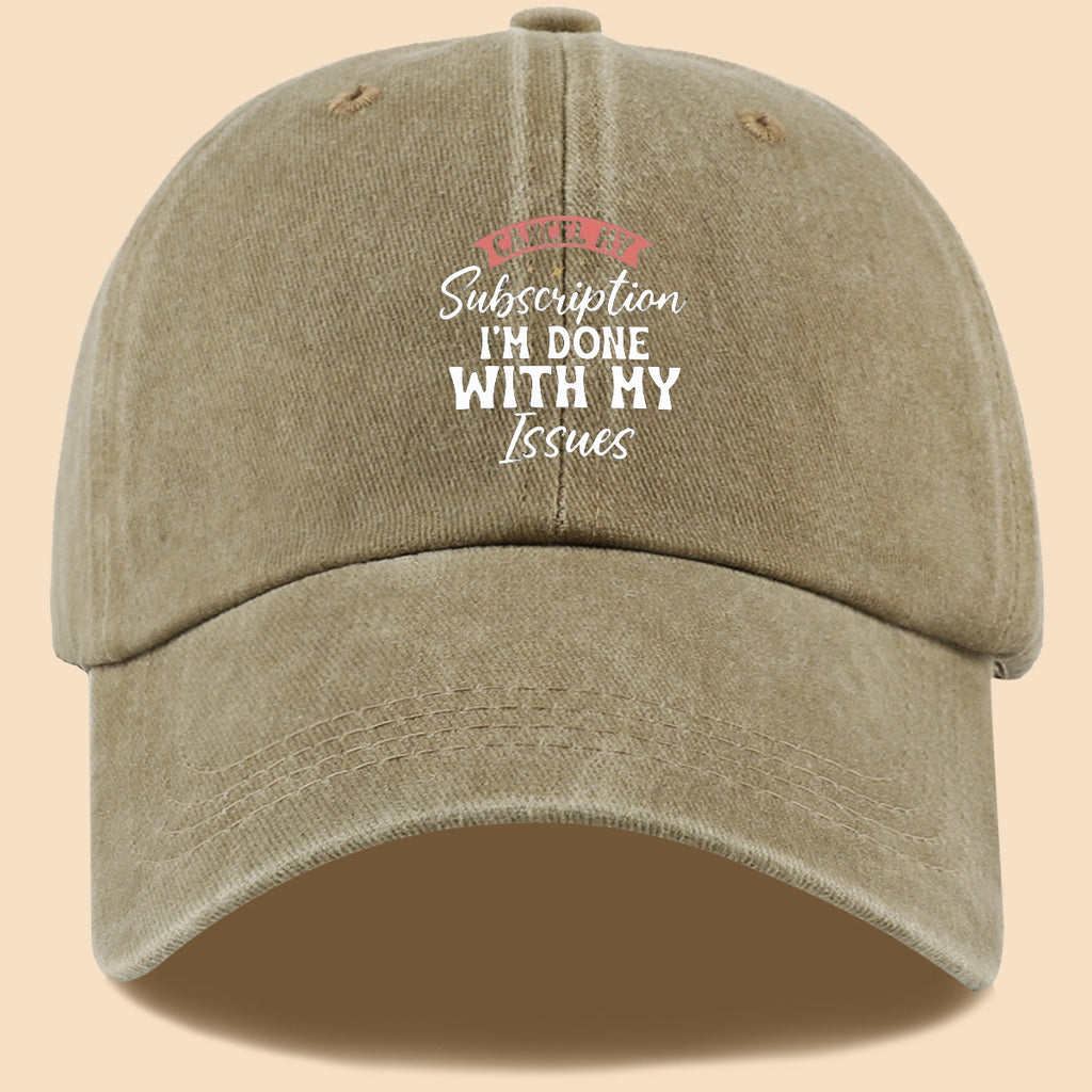 1pc "CANL MY Subscription I'M DONE with MY Issues" Text Print Baseball Cap,  Trendy Duckbill Hat, Fashionable Minimalist Design, Unisex Adjustable Sun Hat, Street Hip-Hop Style Versatile Cap, Essential for Outdoor Outings, Daily Leisure