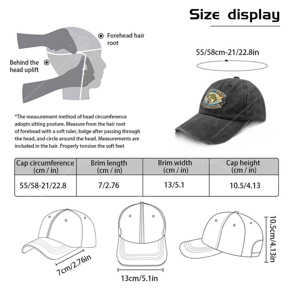 Fun Grandpa Angler Bass Fisherman Youth Boys Universal Baseball Cap