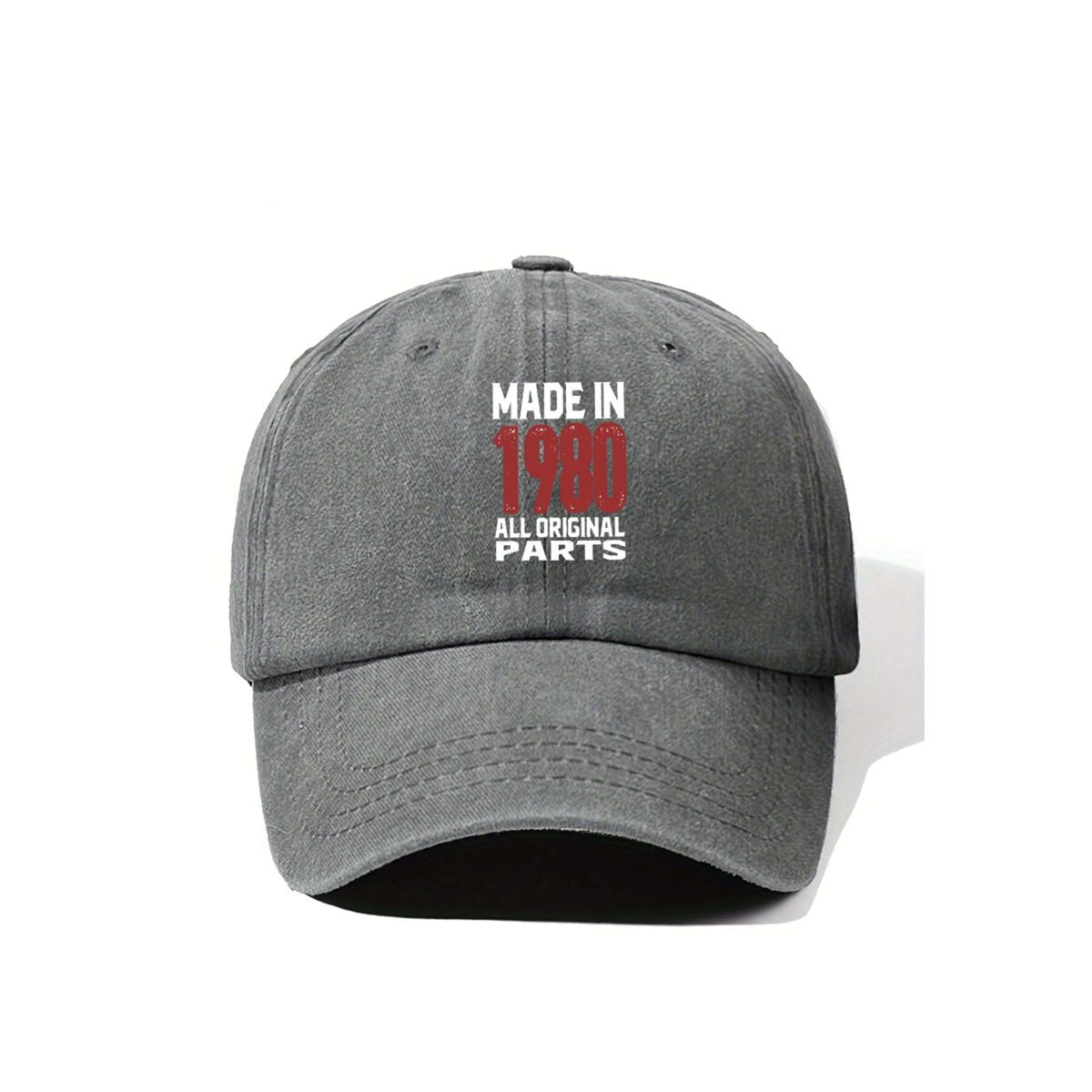 1980 "All Original Parts" Distressed Retro Text Vintage Washed Duckbill Cap Unisex Outdoor Baseball Cap Adjustable Washed Vintage Style Lightweight Breathable Golf Cap