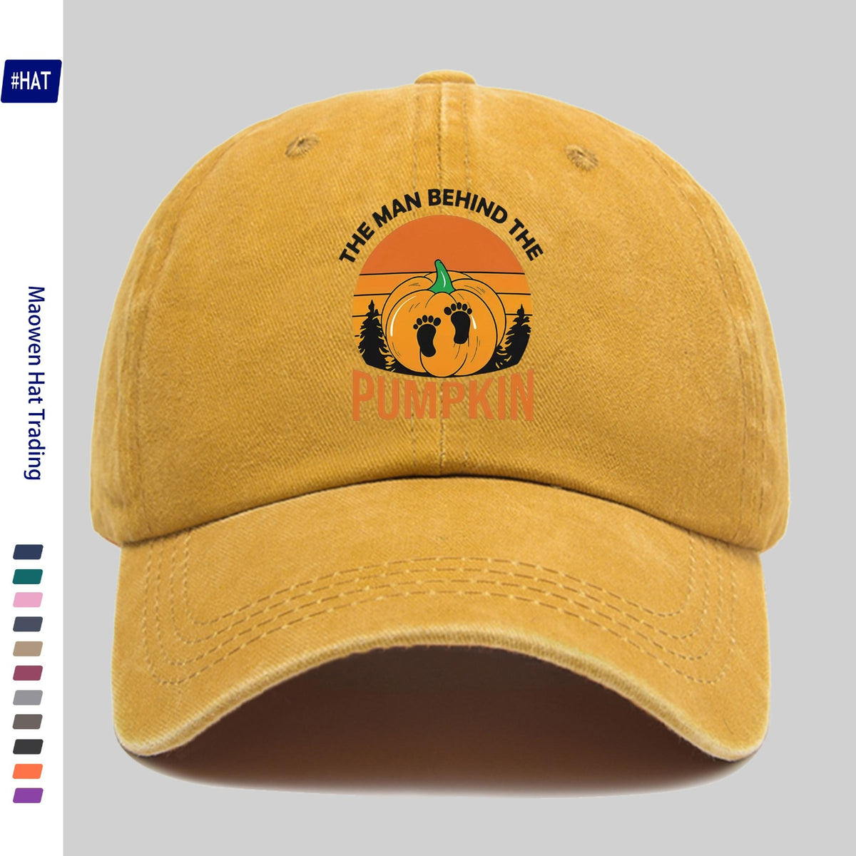 1 Halloween Pumpkin Footprint Pattern Heat-Pressed Washable Cap, New Vintage-Style Baseball Cap for Autumn And Winter, Unisex Adjustable Lightweight Outdoor Cap, Suitable for All Seasons, Travel And Casual Wear, Ideal for Sports Enthusiasts, Durable