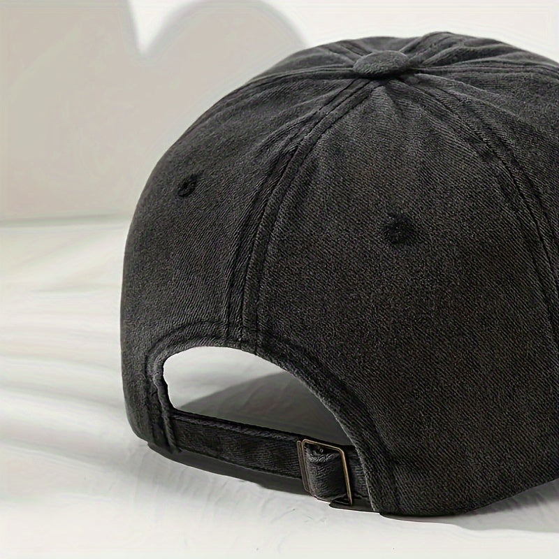 Unisex Vintage Washed Baseball Cap - Adjustable Breathable Dad Hat with Distressed 'C' Logo, Lightweight 100% Viscose Rayon, Multi-Color Options for Outdoor & Casual Wear, Retro Style, Adjustable Fit