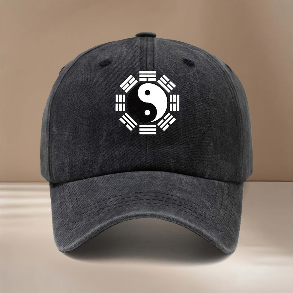 Men' & Women' Tai Chi Bagua Print Baseball Cap - Duckbill Trucker Hat with Yin-Yang Martial Arts, Curved Brim Suitable for Outdoor, Hip-Hop, All-Season Casual Wear, Taiji Training