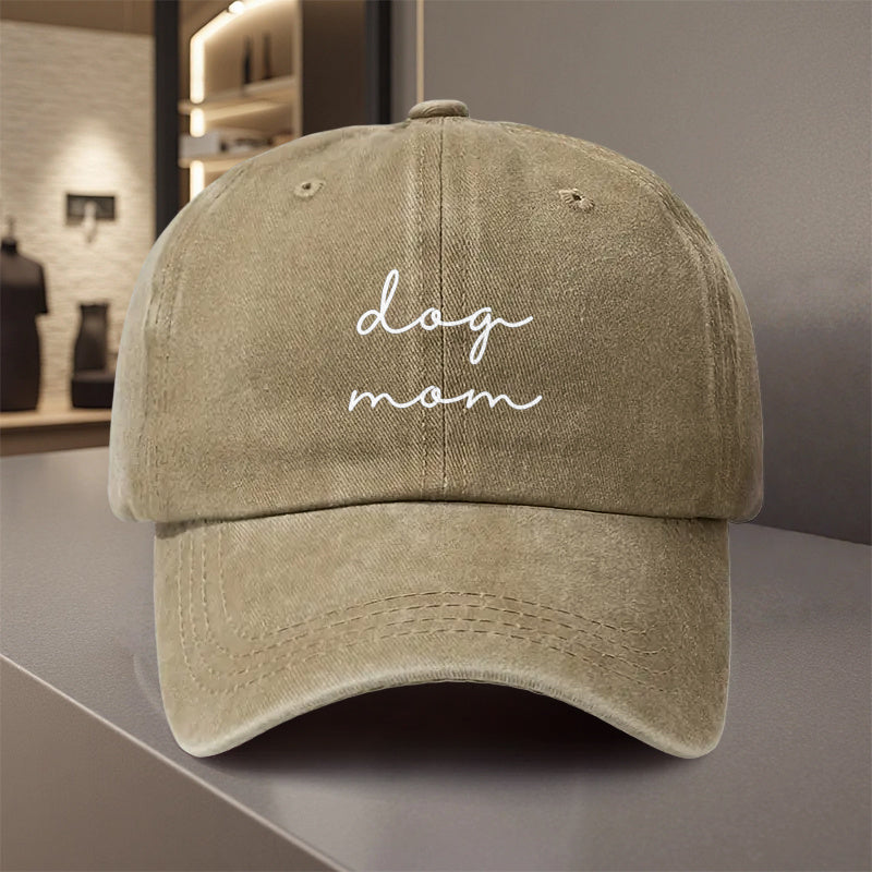 1pc, Adjustable Baseball Cap with "Dog Mom" Print, Made of Lightweight Polyester with Printed Design. Suitable for Outdoor Sports and Camping Enthusiasts, a Popular Couple's Hat, Golf Hat, Trucker Hat, Stylish Baseball Cap, Sun Hat, Casual Hat