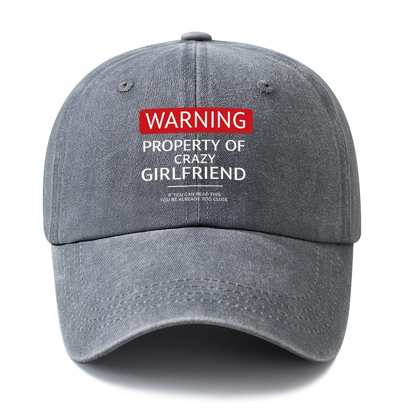 Unisex Fashion Versatile Printed WARNING Baseball Cap, Classic Retro Washed Outdoor Lightweight Curved Brim Hat, Trucker Cap, Suitable for Outdoor Vacation Travel Camping And Casual Occasions, Holiday Party Hip-Hop Hat