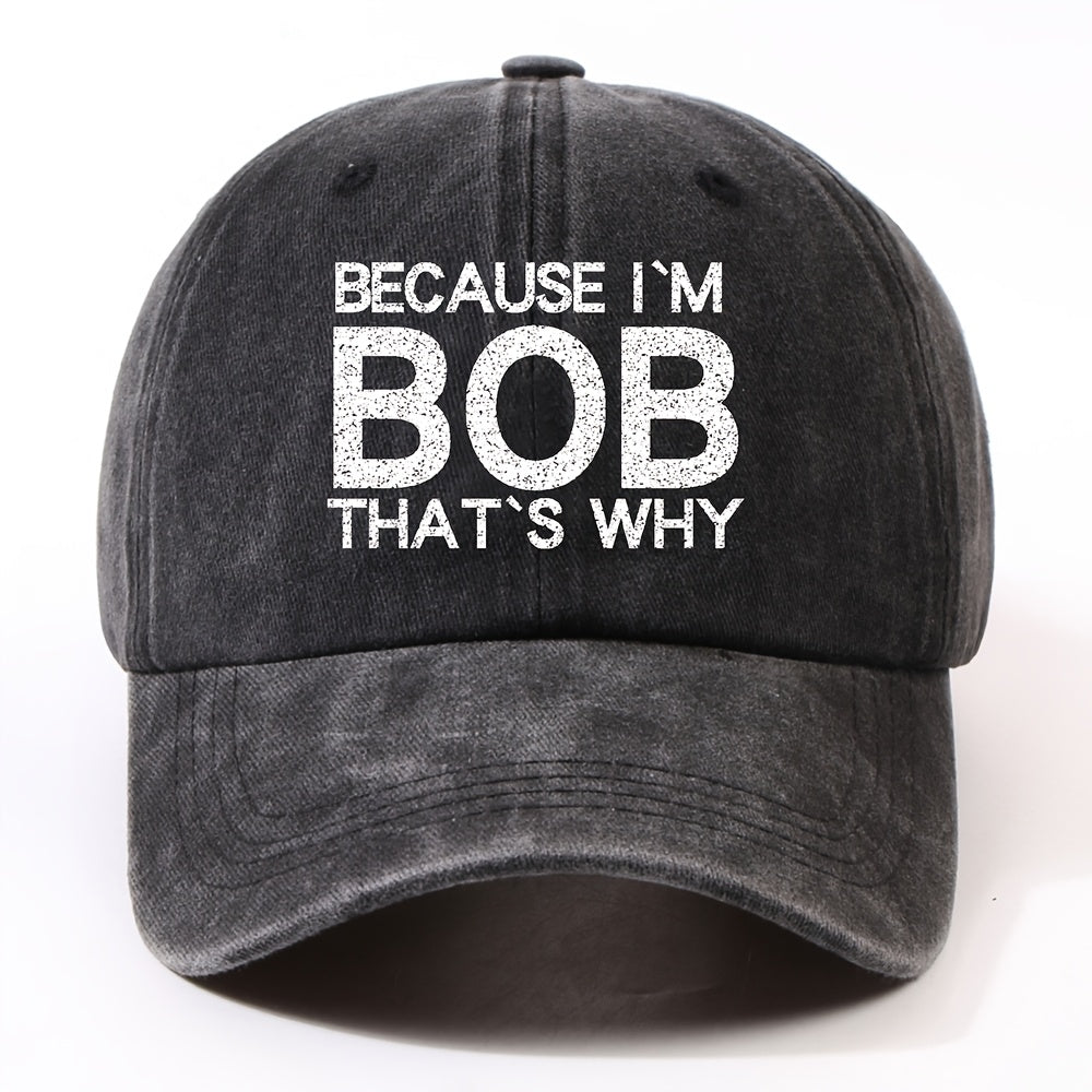 1 Fashion BOB Letter Embroidered Trendy Baseball Cap Unisex Outdoor Adjustable Dad Hat Street Cycling Face Slimming Versatile Curved Brim Baseball Cap