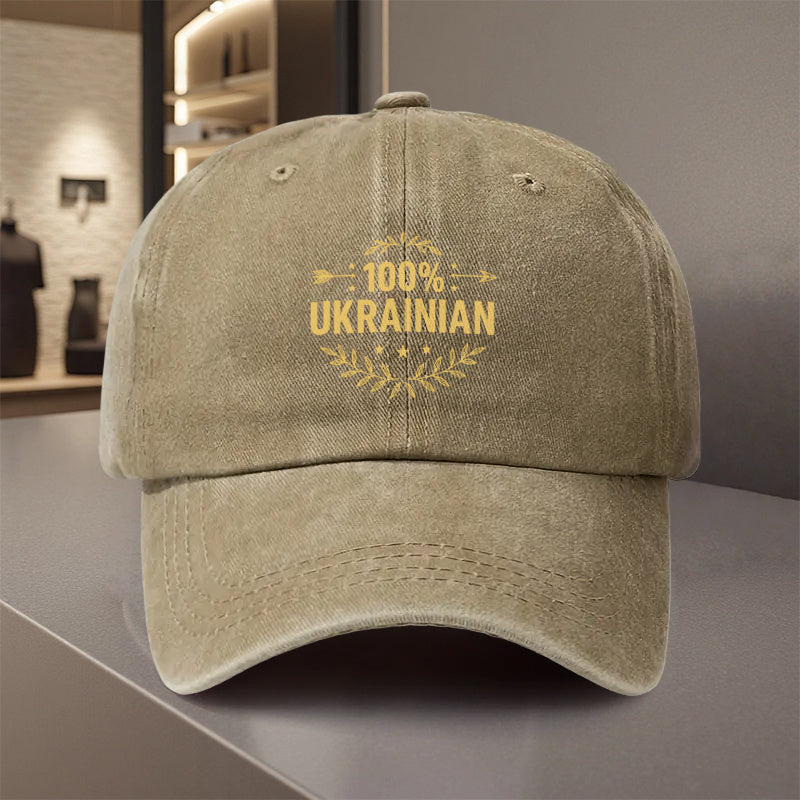 1pc, Adjustable Baseball Cap with "100% Ukrainian" Design, Polyester Fiber Lightweight Printed Craft, Suitable for Outdoor Sports And Camping Enthusiasts, Trendy Couple Hat, Golf Cap, Trucker Cap, Fashionable Baseball Cap