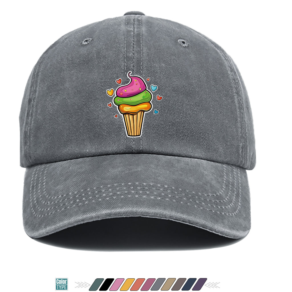 1pc Colorful Cream Cake Print Baseball Cap, Sweet Cute Sun Hat, Fashionable Individual Aesthetic Unisex Cap, Adjustable Size Street Trendy Hat, Bestie Outing Hat, Suitable for Daily Commute, Dates, Parties, Amusement Parks, Afternoon Tea