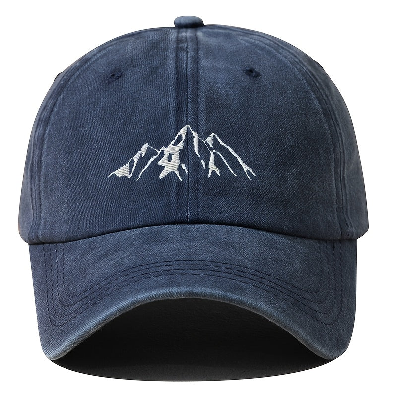 Mountain Peak Embroidery Baseball Cap Vintage Washed Baseball Cap Men'S Fishing Hat Hip-Hop Curved Brim Trucker Hat Men Women Hip-Hop Fashion Embroidered Baseball Cap