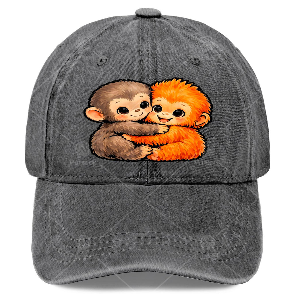 Monkey Punchs Plush Hugging Baseball - Retro Full-Body Print Suitable for Christmas, Games & 4th of, Unisex Washed Hat with Monkey, Lightweight for Independence Day Events (Hand Washable)
