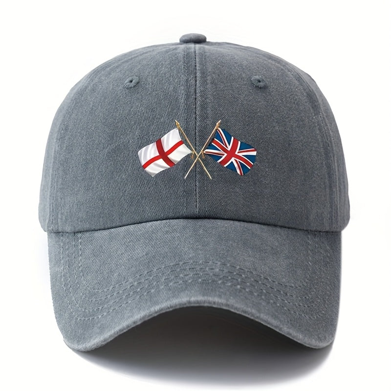 Stylish And Adaptable Printed Baseball Cap Featuring The England Union Jack, a Classic Retro Lightweight Hat Ideal for Truck Drivers