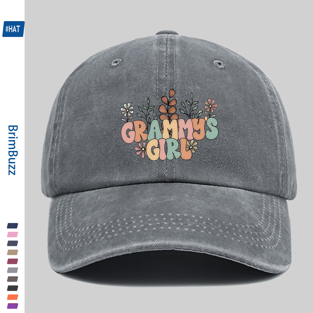 A Floral Letter GRAMMYS Printed Baseball Cap, Designed for Home and Leisure Decoration, a Sun Hat That Is Comfortable and Lightweight, Available in Multiple Colors, with Adjustable Buckle, Suitable as a Commuter Dad Hat, Vintage Accessory, Exquisite