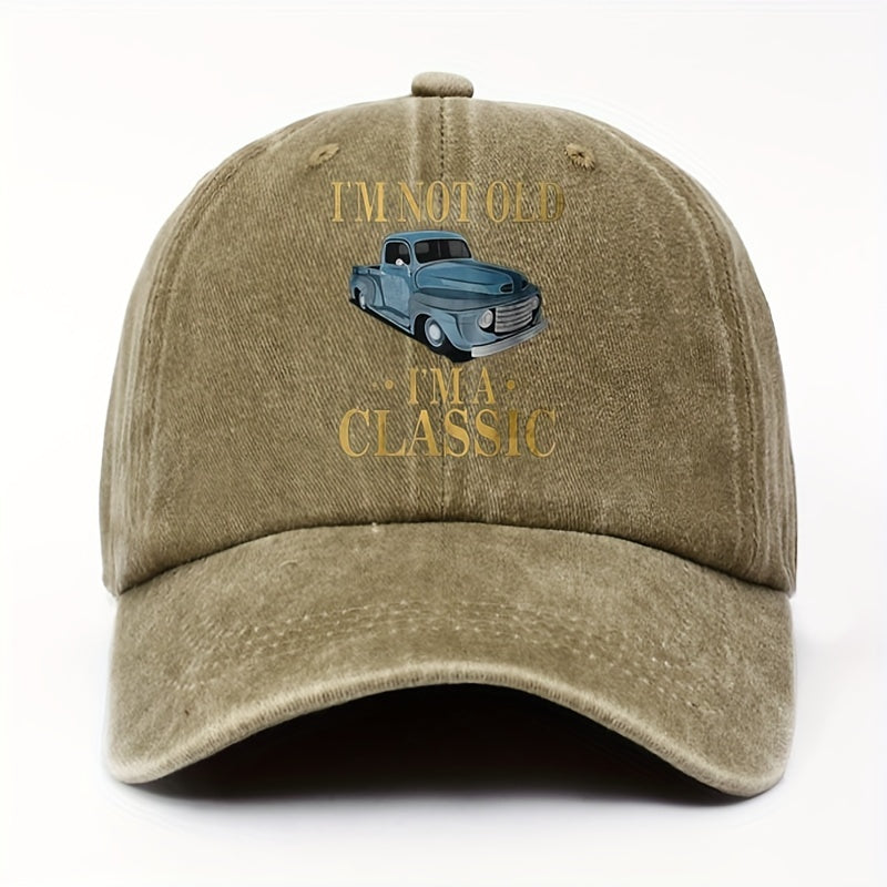 [I'M Not Old] Floral Men'S Washed Baseball Cap, Vintage Style Fashion Adjustable Outdoor Casual Sports Hat