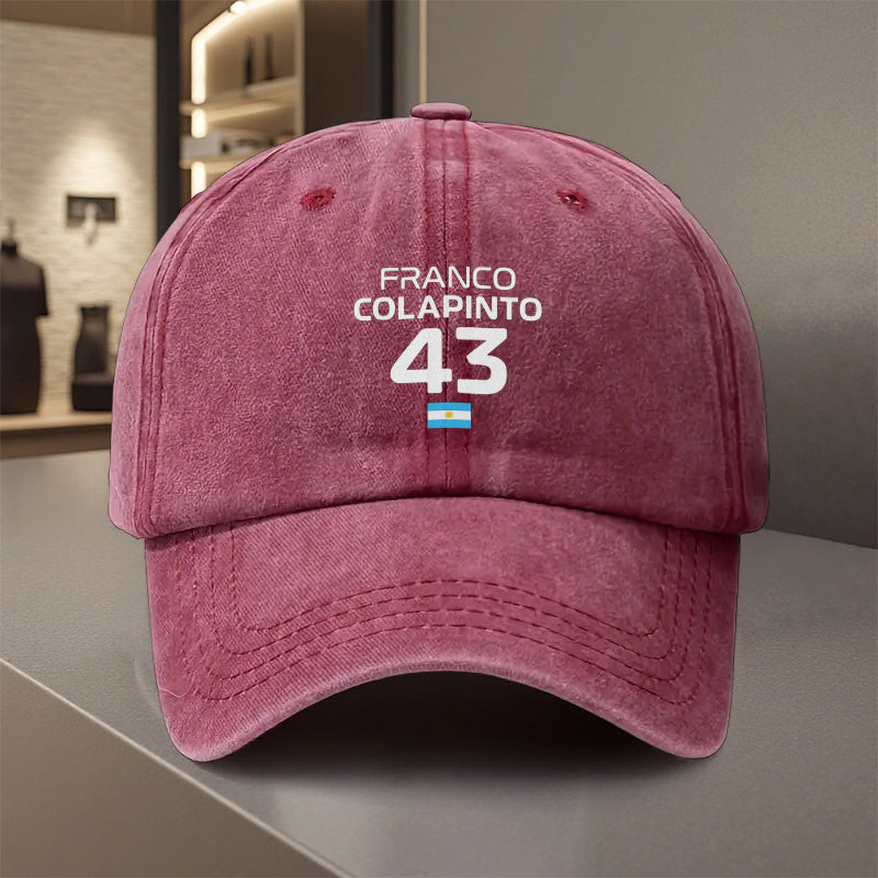 1pc, Adjustable Baseball Cap Featuring "FRANCO COLAPINTO 43 Argentine Flag", Lightweight Printed Craft Women'S Hat, "Racetrack" Men'S Sunshade, Ideal Gift for Weddings, Parties, And Birthdays