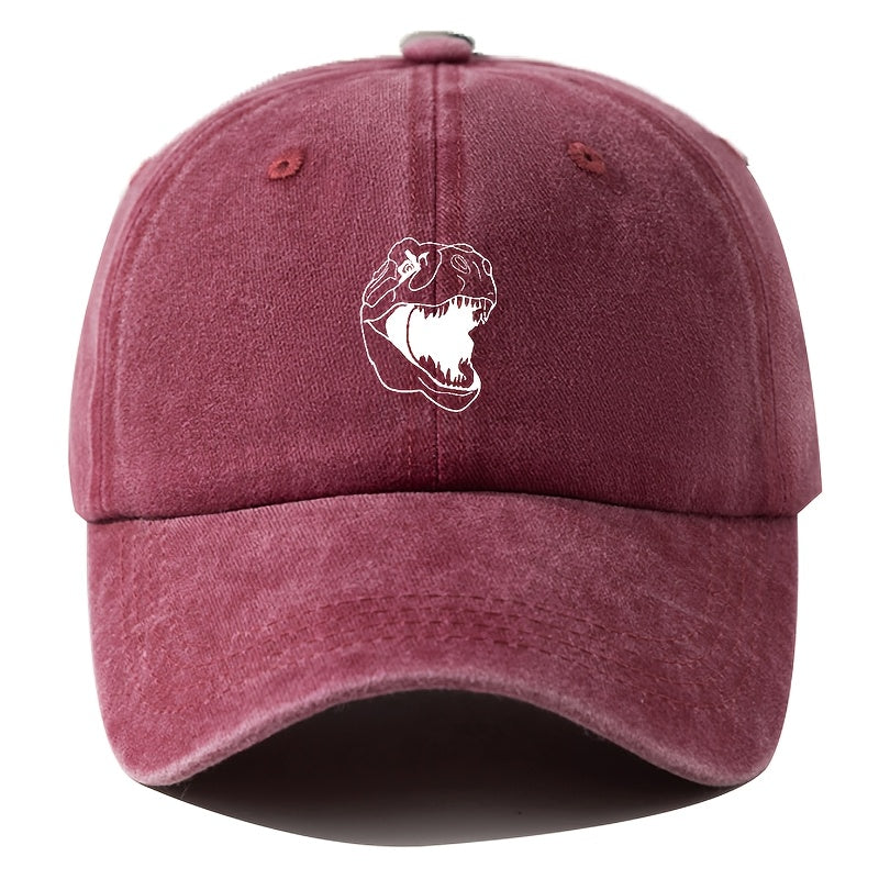 A Printed Washed Vintage Unisex Baseball Cap, Adjustable, in European and American Fashion, Featuring a Duckbill Style, Suitable for Outdoor Camping, Travel, Parties, Hip-hop, and Curved-brim Designs, Making It a Trendy Baseball Cap